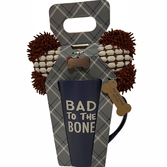 BAD TO THE BONE Doggy Gift Set Coffee Mug ID Tag Dog Toy - Picture 3 of 11